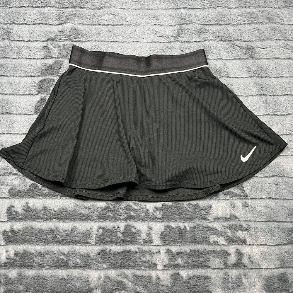Nike Court Dri-FIT Tennis Skirt Black Ribbed Skort Women Small 11693